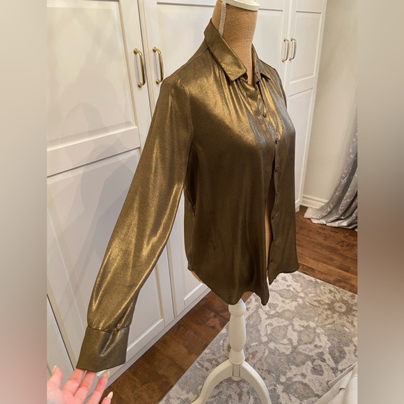 Gold Lame Zara Blouse sz M - Picture 1 of 7